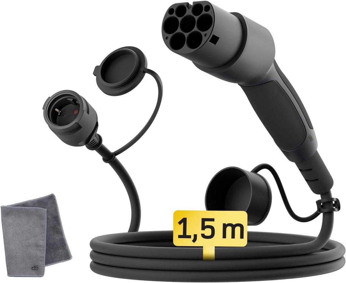 SnelShoppen - Type 2 naar Schuko Adapter 1.5m 16A voor Elektrische Auto's, E-bike, E-scooter, E-motorfiets - Laadstation/Wandlader