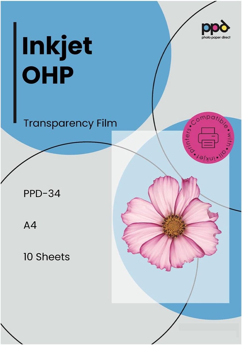 SnelShoppen - 10 x A4 Transparante Overhead Film voor Inkjet Printers - PREMIUM Microporeuze Coating - Sneldrogend voor Volle Kleuren - Ideaal voor Pr