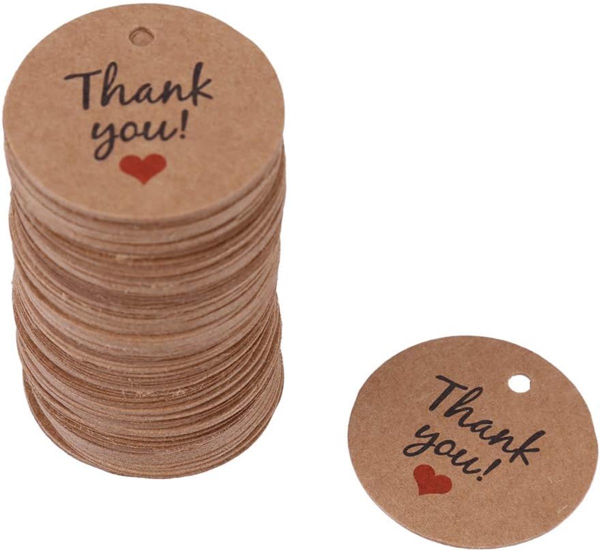SnelShoppen - Kraft Paper Hangers Labels Rond Papier Gift Tags Prijslabels voor DIY Creaties Decoratie 100 Stuks (Bedankt)