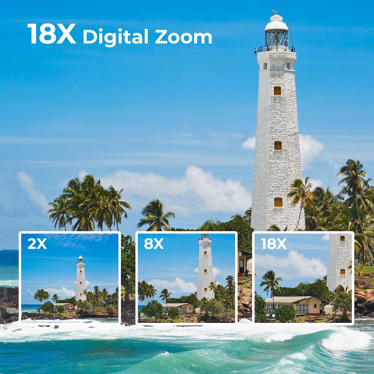 Thijox - 1080P Videocamera met 48MP, 18x Digitale Zoom, LED Vullicht, 3" 270° Draaibaar Scherm - Vlogging Camera voor YouTube incl. 32GB Kaart & Accu thumbnail 4