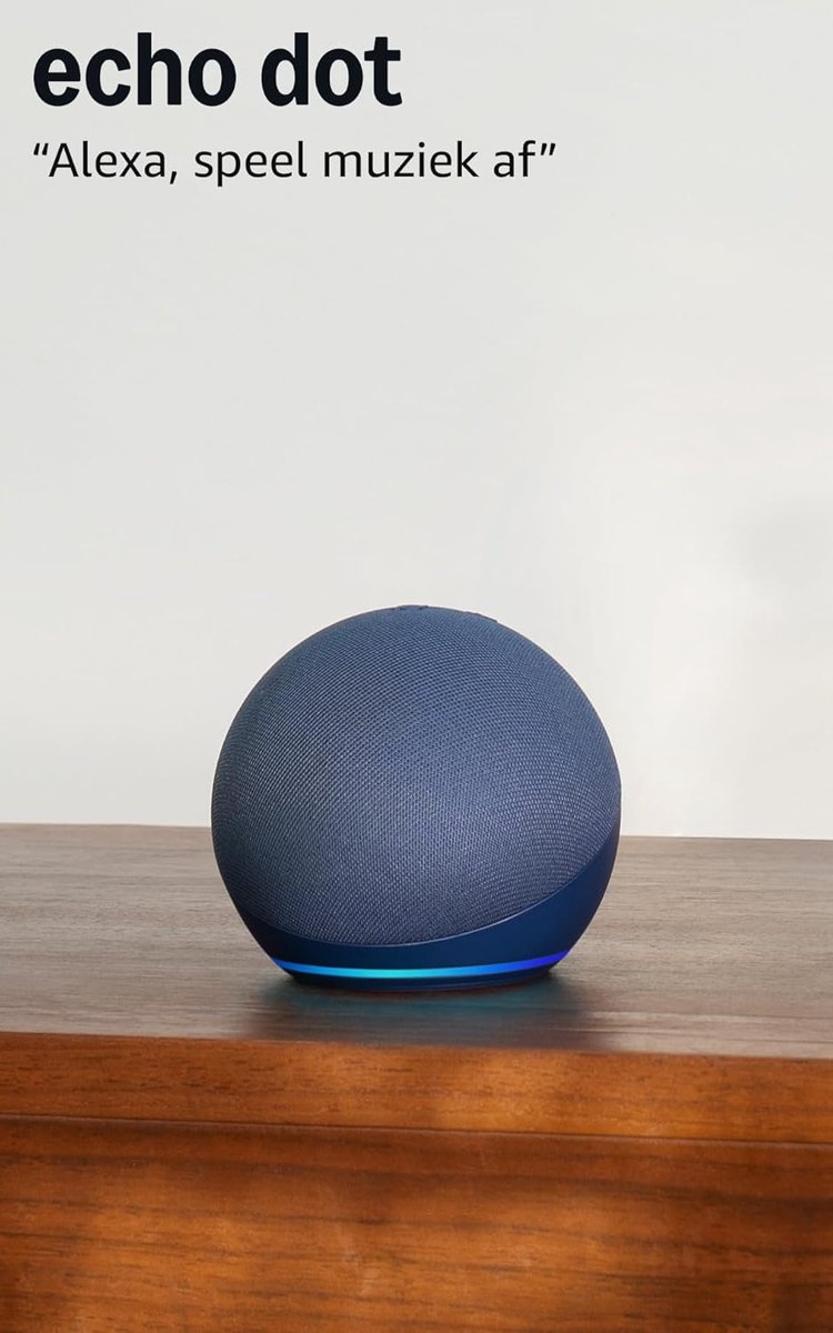 SnelShoppen - Slimme Bluetooth luidspreker met Alexa, 5e generatie, 2022, Grote Geluidskwaliteit, Compact, Blauw, Voor Thuis en Feestjes