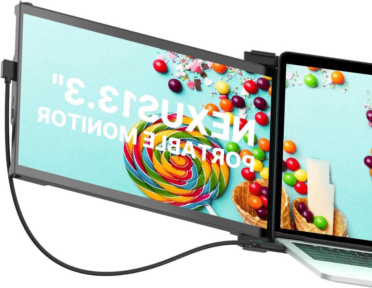 Draagbare monitor - Ultradunne display - Productiviteit verhogen - Plug and play - 133 inch - Zwart