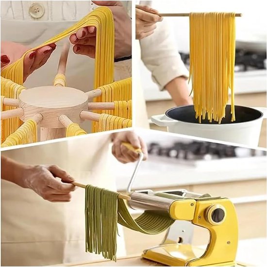 SnelShoppen - Inklapbare Pastaatdroger van Hout met 9 Afneembare Armen, 45 cm Hoog, Voor Zelfgemaakte Pasta, Keuken Accessoire, Spaghetti Droogrek, It — afbeelding 2