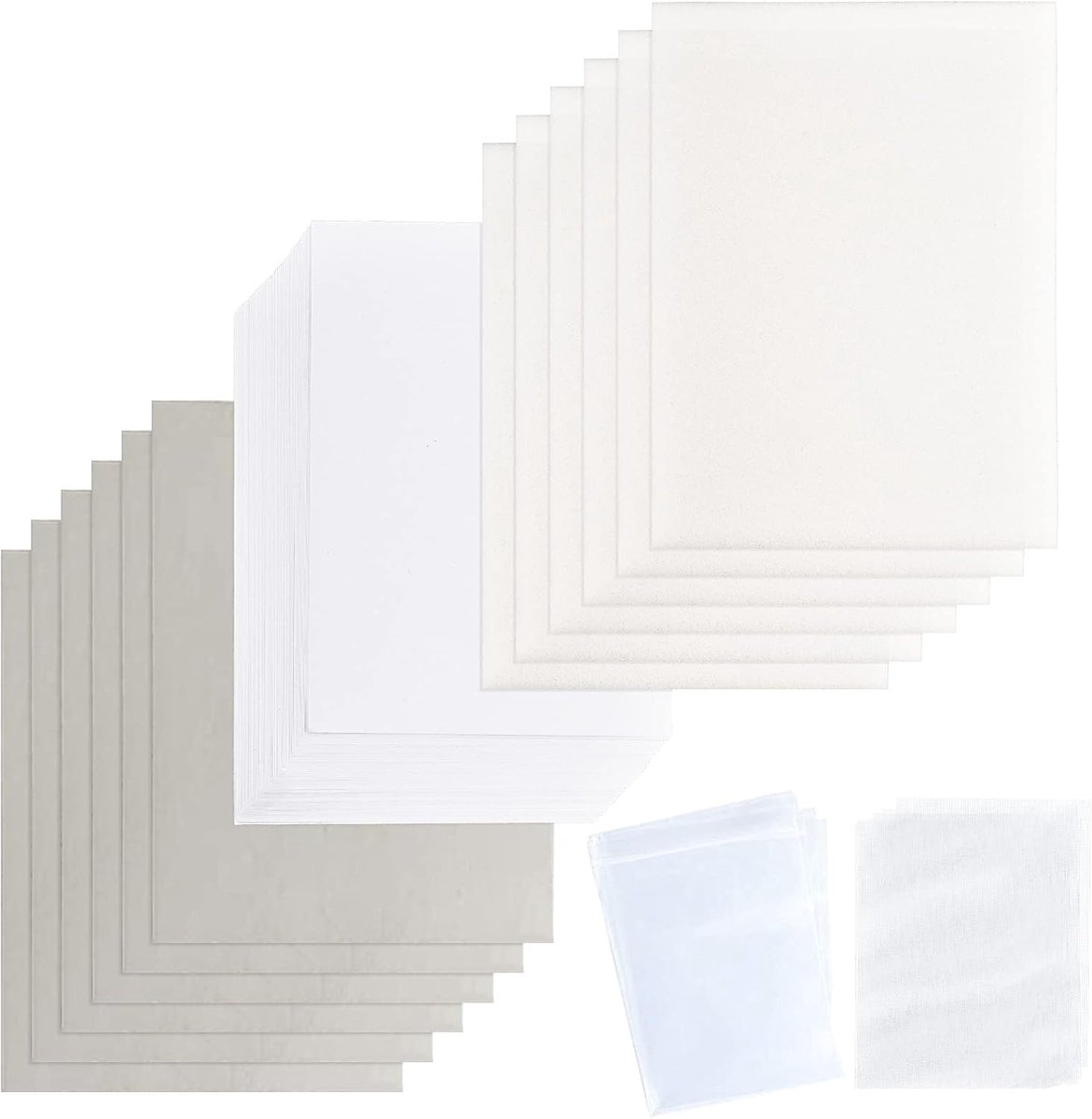 SnelShoppen - Bloempersaccessoires Set voor Droogbloemen, Bladeren, Planten en Fruit - 50 A5 Printpapier, 6 Sponsvellen - DIY Kunst, Handwerk, Specime