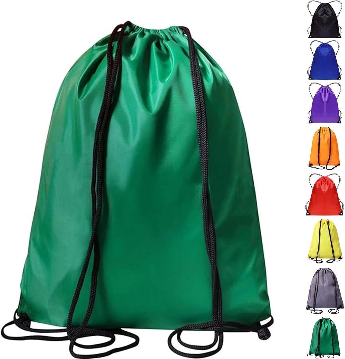 SnelShoppen - Donkergroene Trekkoord Gymtas - Gym Sack Rugzak - PE Tassen voor Sport, Zwemmen, Reizen, Strand, School, Kinderen, Jongens, Meisjes, Tra