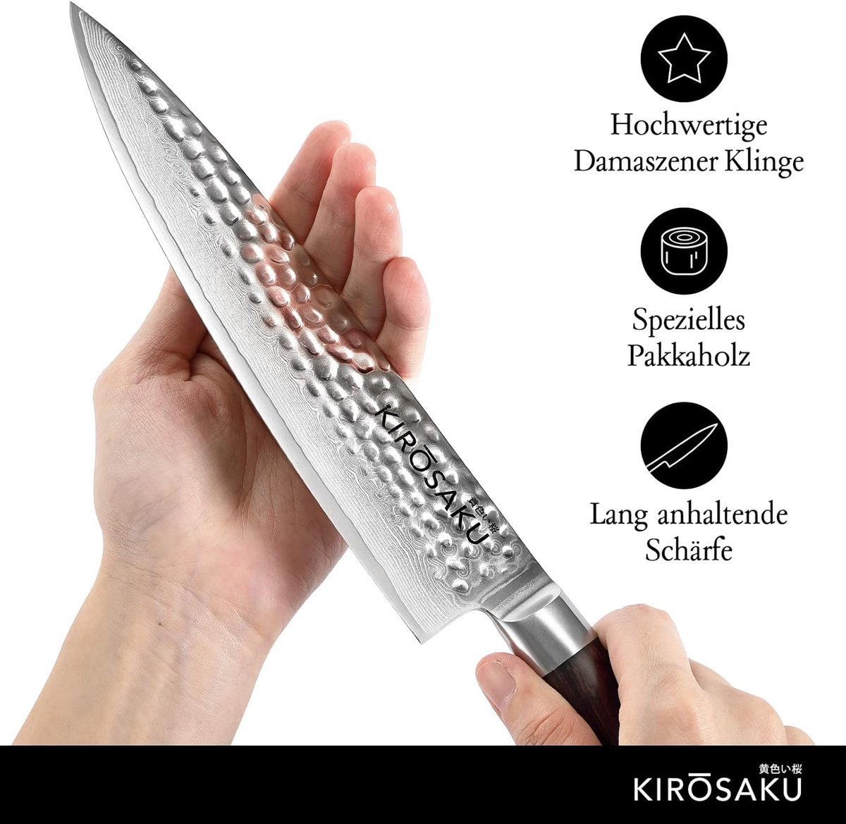 SnelShoppen - Premium Damascus Mes 20 cm - Scherp Keukenmes van Hoogwaardig Damascus-Staal, Veelzijdig Groentemes, Vismes, Perfect voor Elke Keuken