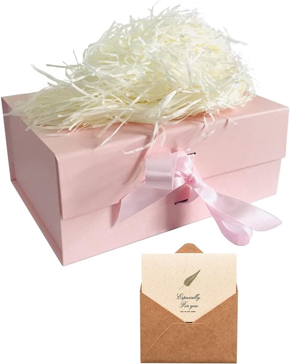 SnelShoppen - Roze Geschenkdoos 23 x 17 x 10 cm met Magnetisch Deksel en Strik - Luxe Cadeauverpakking voor Bruiloften, Kerstmis, Verjaardagen en Jubi