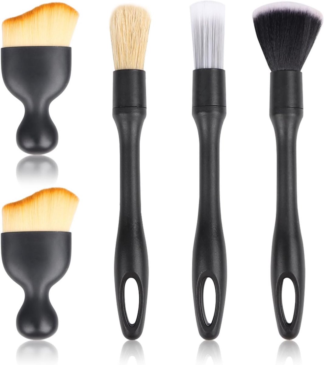 SnelShoppen - 3 Stuks Auto Borstels voor Interieur Reiniging - Soft Bristles Dust Removal Brush - Perfect voor Dashboard en Auto Detailing - Compact e