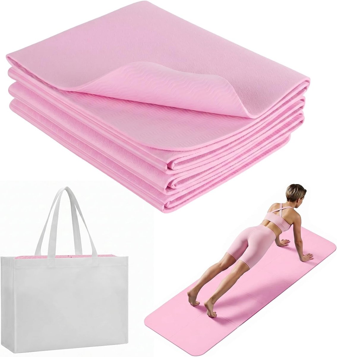 SnelShoppen - Klappbare Yogamatte voor Reizen - Lichtgewicht Rutschfest 183x61x0,4 cm - Inclusief Draagtas voor Pilates, Fitness en Sport