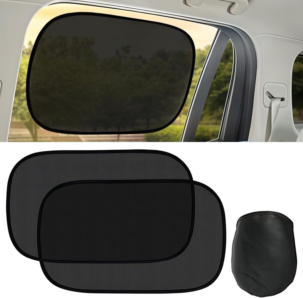 SnelShoppen - Auto Zonneschermen Baby Zijruiten UV Bescherming Blackout 50 x 30 cm Universele Zonnevisors voor Zijruiten Privacy Set van 2