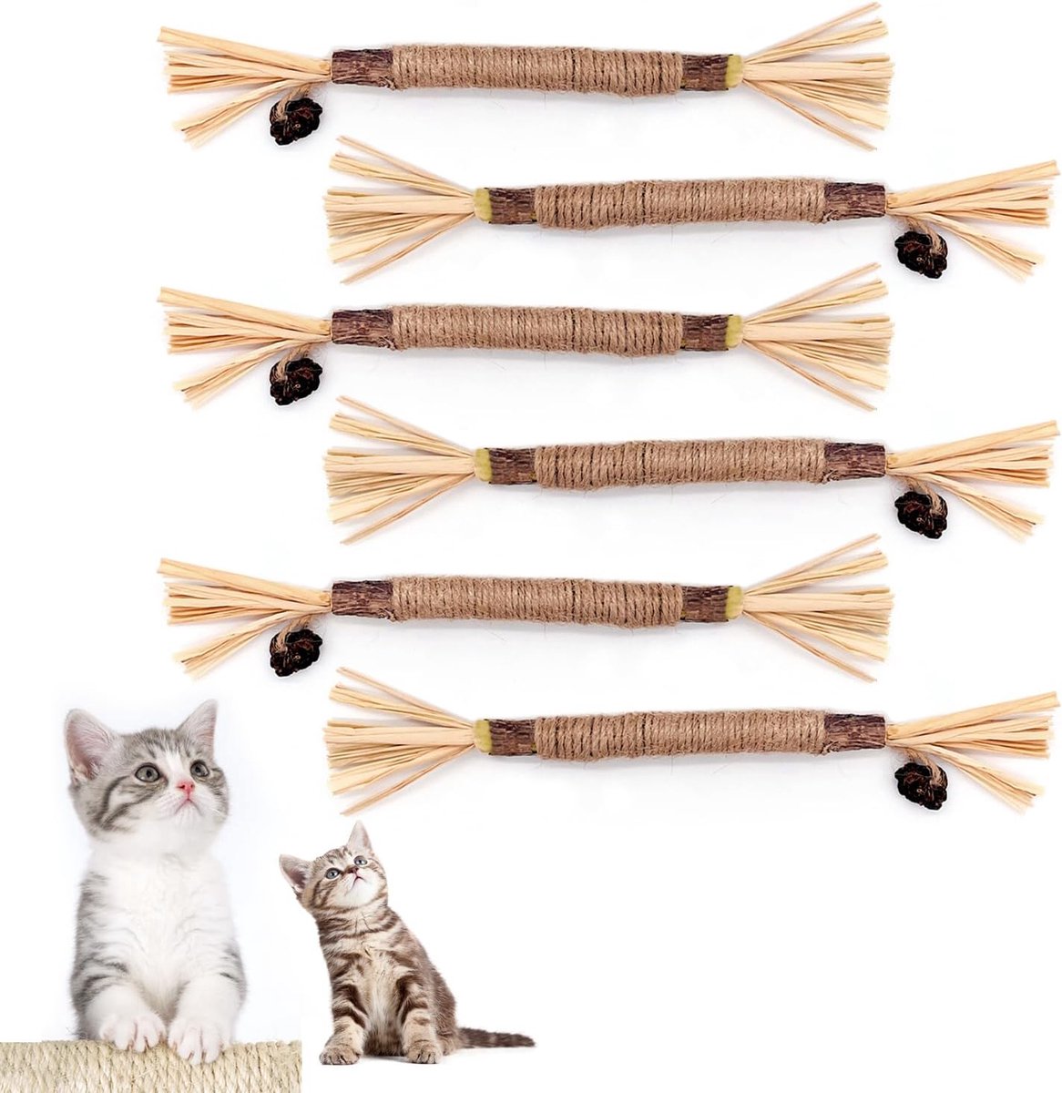 Thijox - Kattenkruidstokjes 6 Stuks - Natuurlijk Kauwspeelgoed voor Katten - Tandverzorging en Frisse Adem - Veilig en Verantwoord - Ideaal voor Speel
