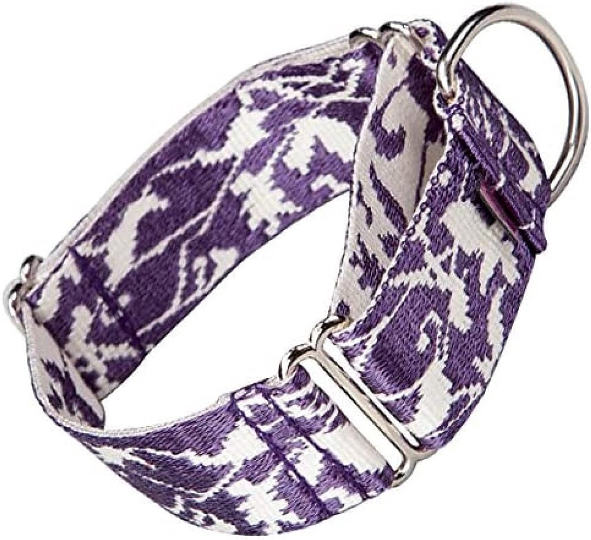 SnelShoppen - Educatief Halsbandje voor Honden, Verstelbaar 32-49 cm, Paars en Wit, Weerbestendig, Dimbaar, Perfect voor Training en Wandelen