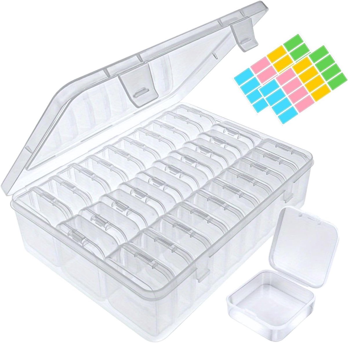SnelShoppen - 30 Stuks Kleine Opbergdozen met Deksel - Transparante Sorterdozen voor Kleine Onderdelen - Inclusief 10 Etiketten - Perfect voor Oorbell