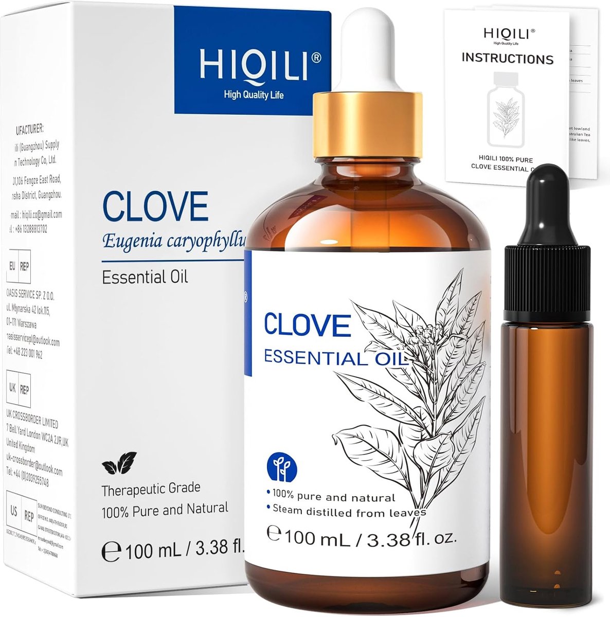 SnelShoppen - 100% Pure Kruidnagel Etherische Olie, 100 ml - Natuurlijke Aroma voor Diffuser, DIY Kaarsen, Verfrissend en Geneeskrachtig