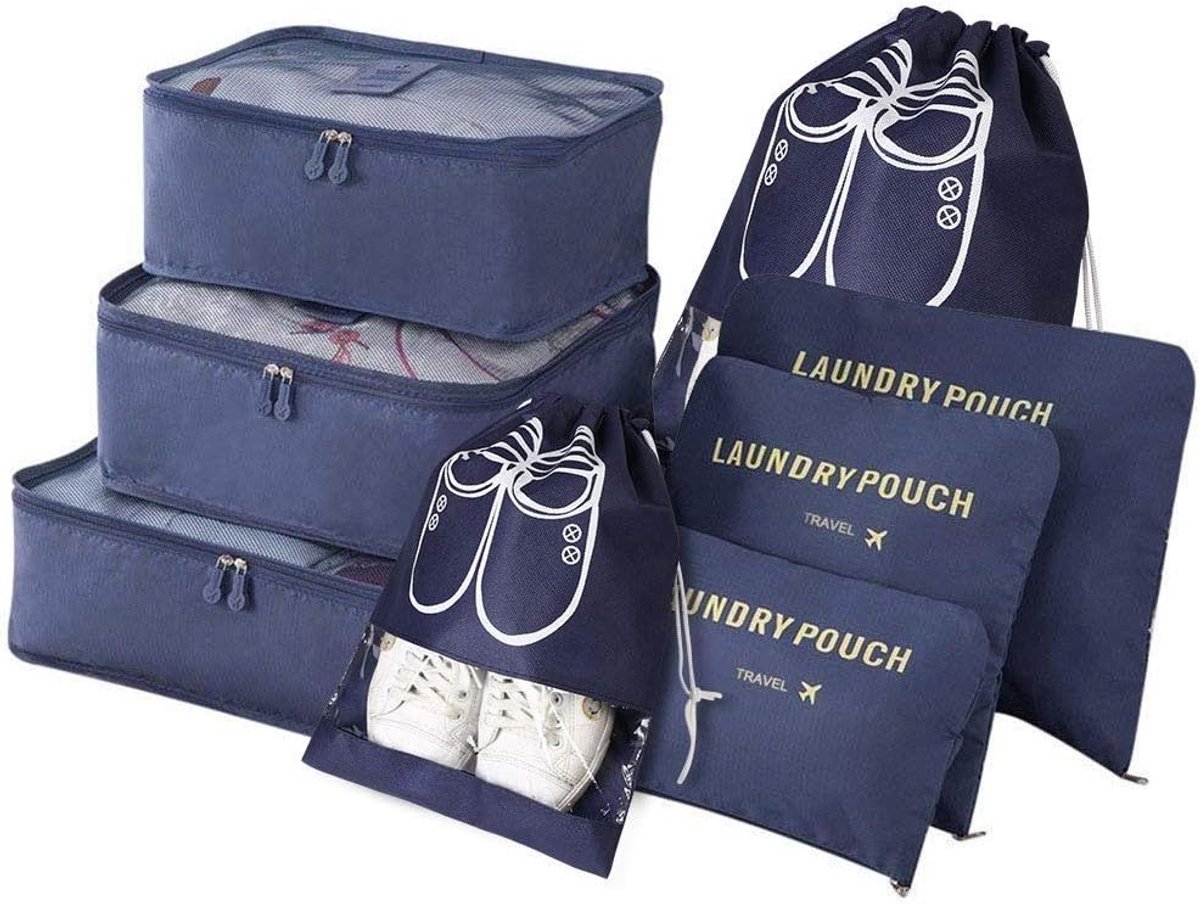 SnelShoppen - Vicloon Bagage-Organizer, Koffer Organizer met Pakkubussen en Opbergzakken voor Droge Kleding, Ondergoed, Cosmetica, Reistassen voor Vak