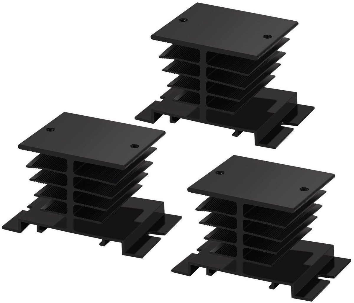Relais Koellichaam - Aluminium Radiator - Koeling Beveiligen - Efficiënte Warmteafvoer - 3 Stuks - Zwart