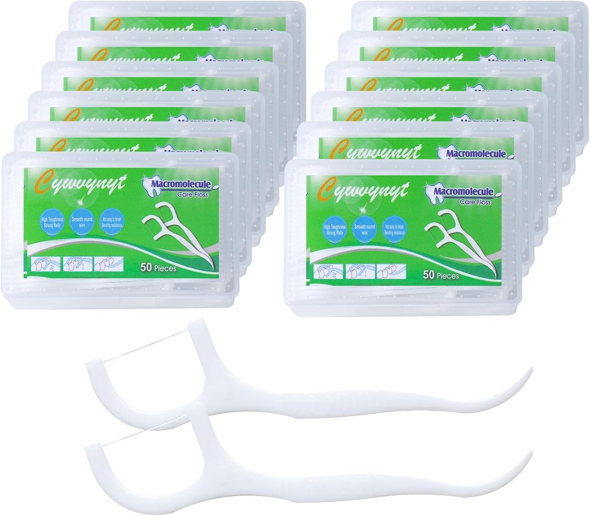 SnelShoppen - Dental Floss Sticks 600 Stuks - Ergonomische Tandenstoker met Tandzijde voor Tandenreiniging, Y-Vormige Interdentale Flosser, Wegwerp De