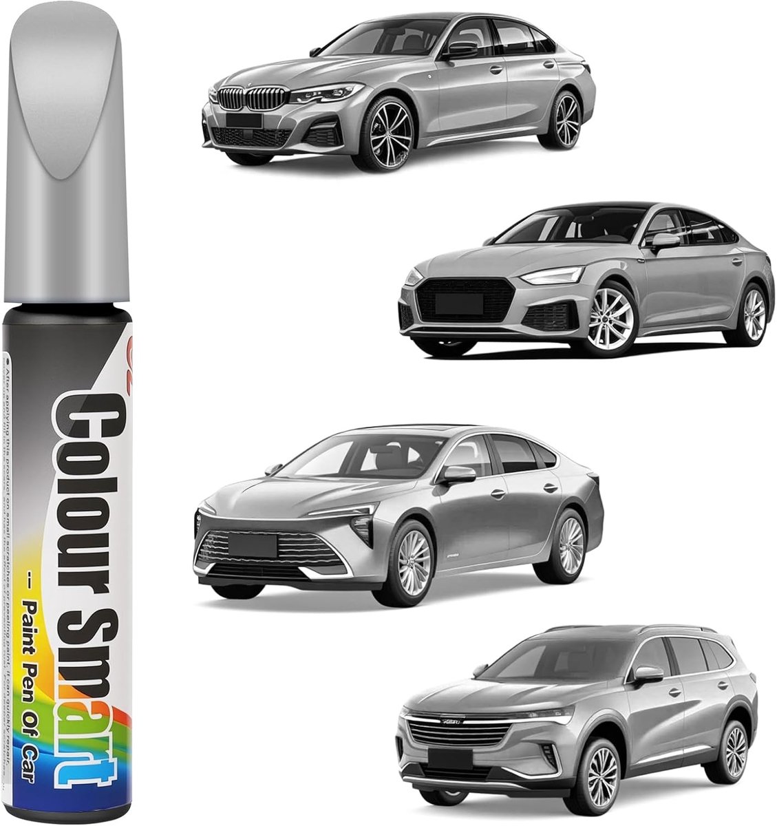 SnelShoppen - Flintronic Car Paint Pen - Krassen Verwijderaar voor Auto, Motor en Fiets - Zilver - Perfect voor Kleine Krassen en Steenslag - Eenvoudi