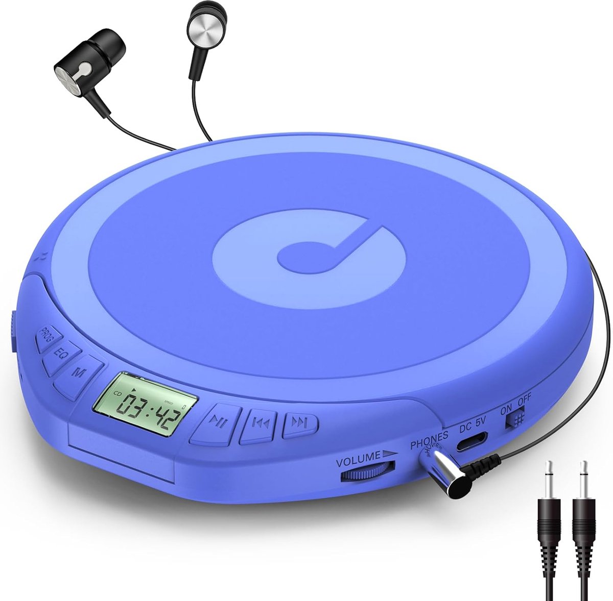 Draagbare CD Speler - Persoonlijke Muziekspeler - Muziek Luisteren - Anti-Shock Bescherming - 19 cm Breed - Blauw