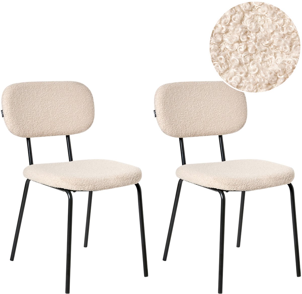 ADAIR - Eetkamerstoel set van 2 - Beige - Bouclé