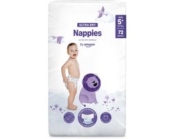 SnelShoppen - Ultra Dry Luiermaat 5+ (11-17 kg), 72 Stuks, Wit - Voorkomt Lekkage, Ideaal voor Nachtgebruik, FSC-gecertificeerd, Comfortabele Pasvorm