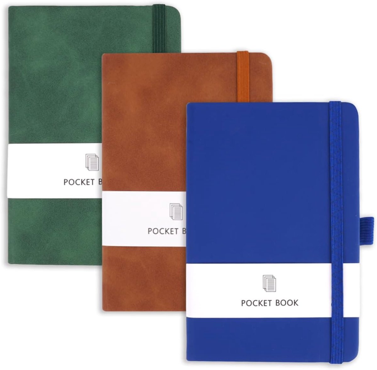 SnelShoppen - Notebook A6 Set van 3 Mini Notitieboeken, Pocket Notitieboekjes met Elastische Band en Pennenhouder, 80gsm Reisdiairies 200 Pagina's voo