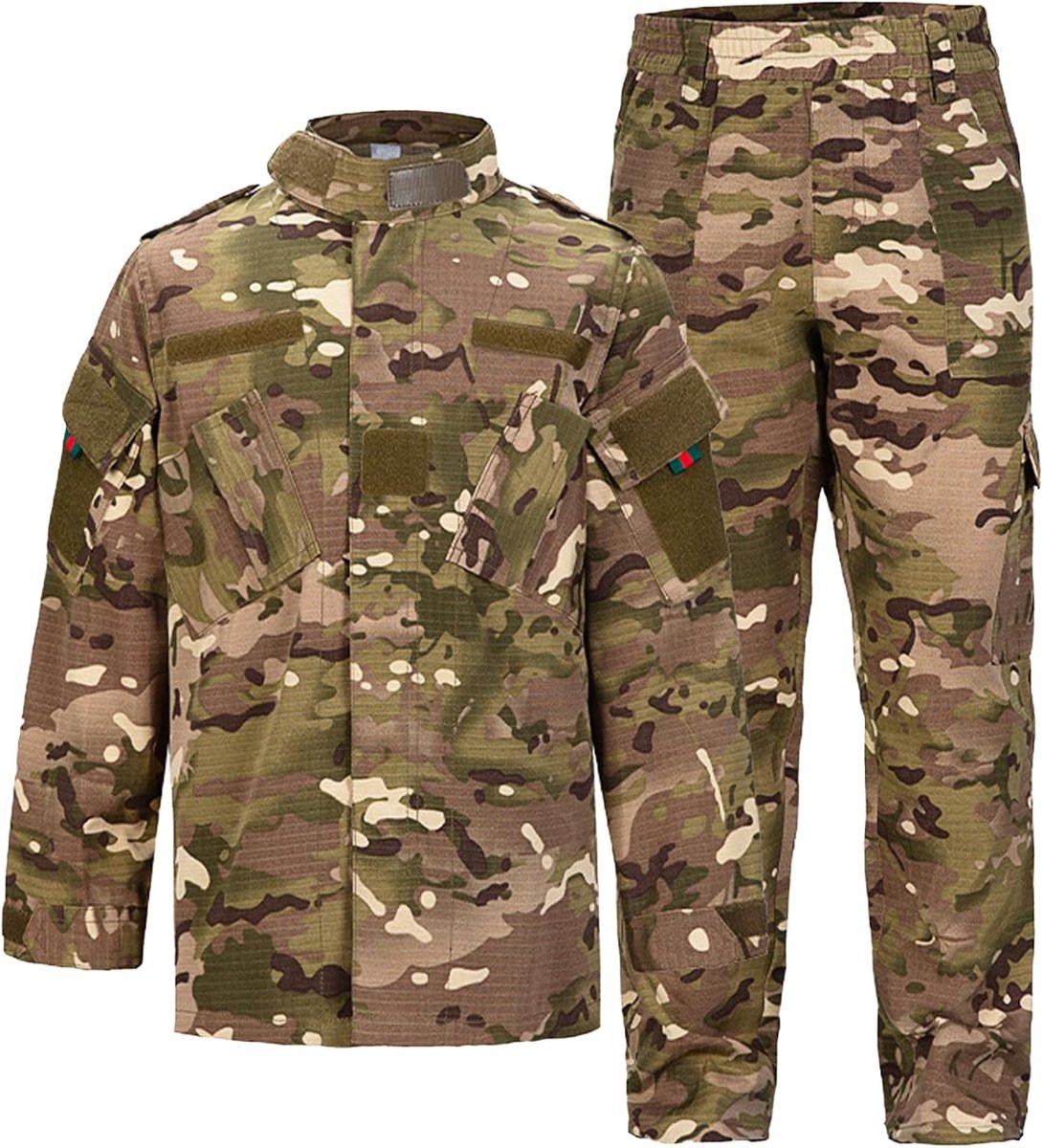 SnelShoppen - Tactische Kleding Set Voor Kinderen, Camouflage T-Shirt En Broek Voor Airsoft, Militair, Wandelen, Jacht, Camping, Geschikt Voor Jongens