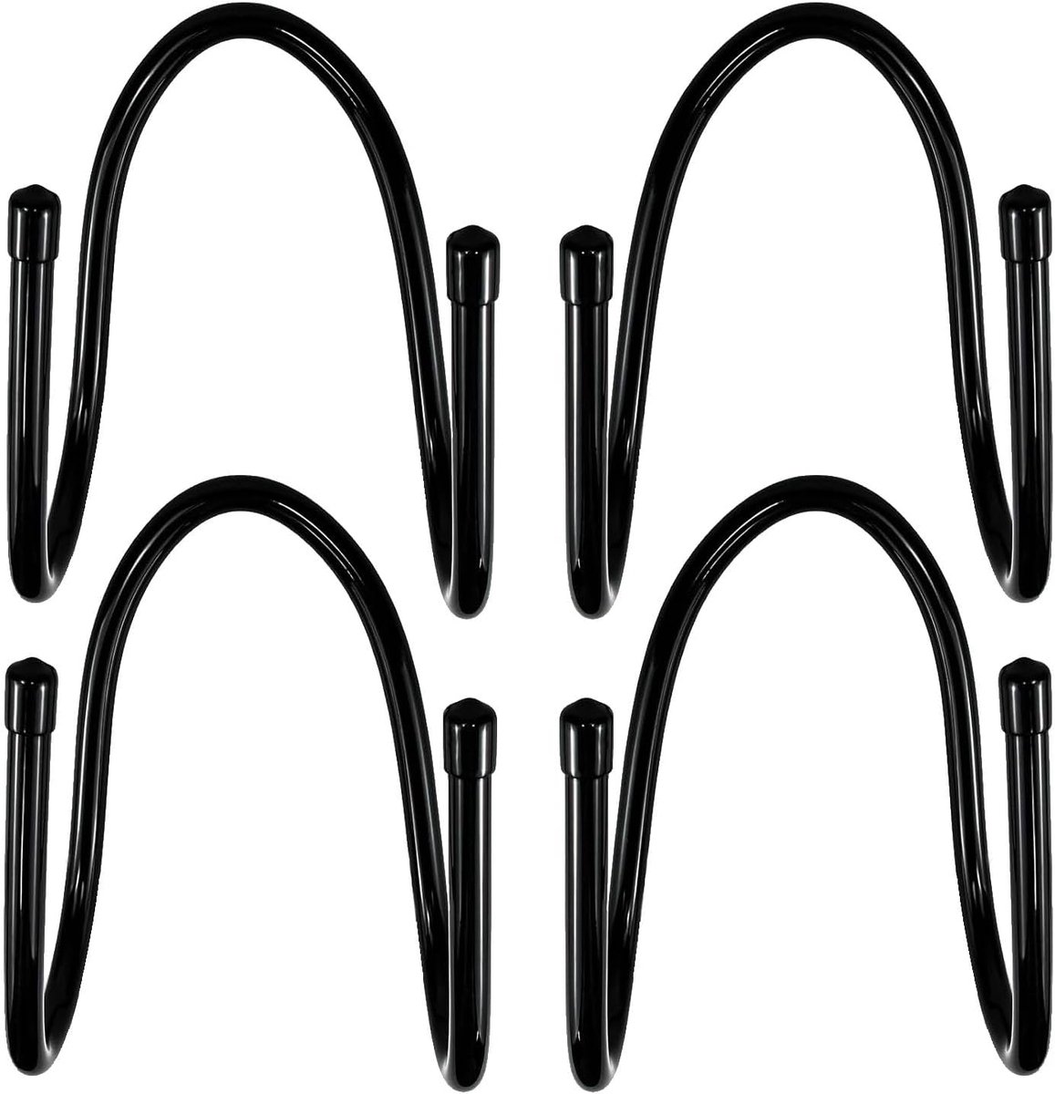 SnelShoppen - Slanghouders 4 stuks voor aan de muur, verstelbare stofzuigerhouder van ijzer + pvc, zwart, ideaal voor slangen, skateboards en stofzuig