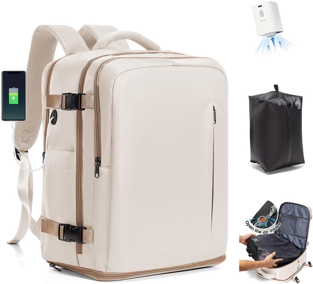 SnelShoppen - Vacuüm Rugzak met Pomp, Waterdichte Reisbackpack 40x30x20 voor Ryanair Handbagage, Ideaal voor Camping, Reizen en Avontuur