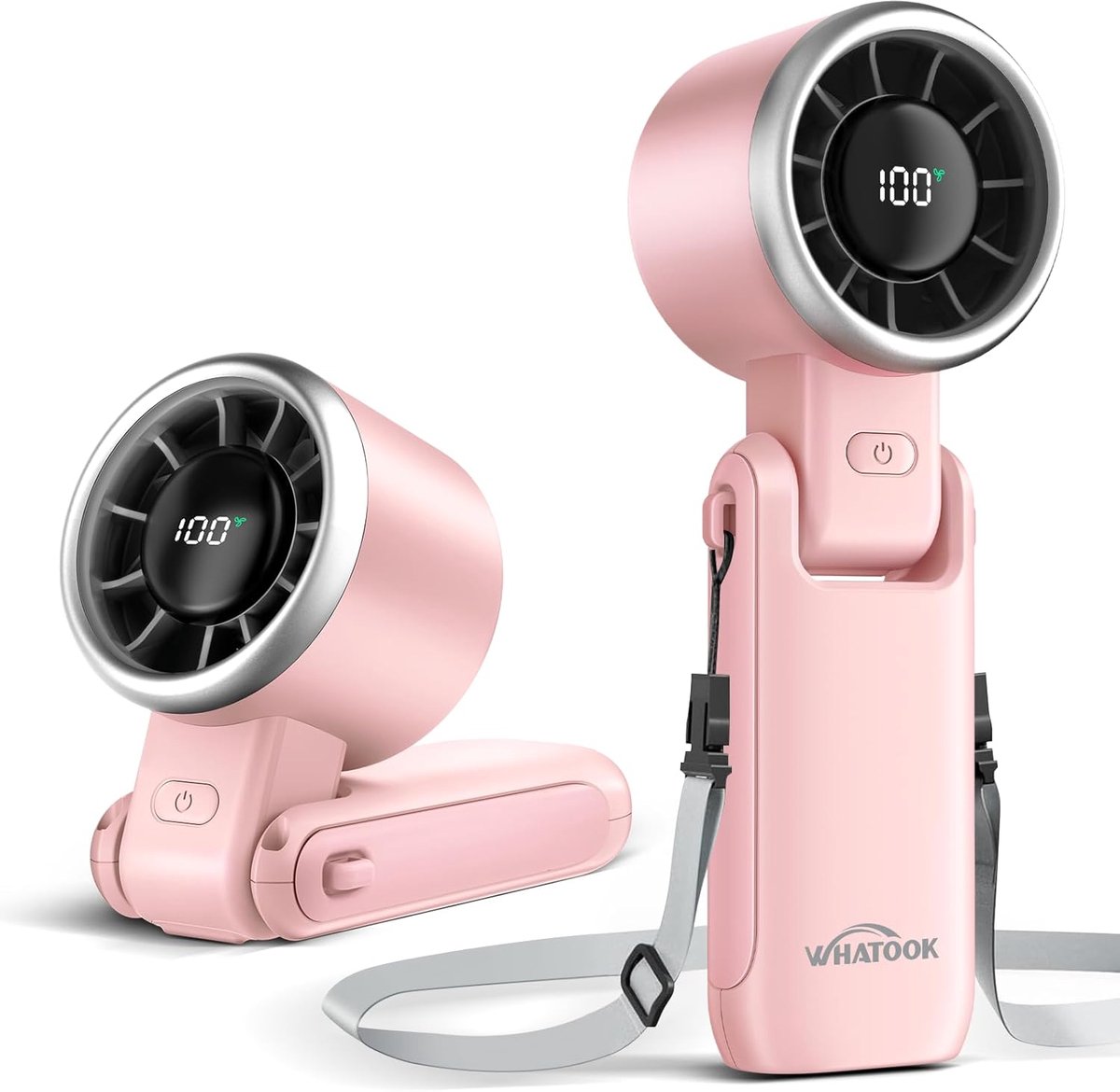 SnelShoppen - Draagbare Mini-Ventilator USB - 5 Snelheden, Verstelbare Handventilator met Basis voor Kantoor, Outdoor, Reizen, Roze - Krachtige Zakven