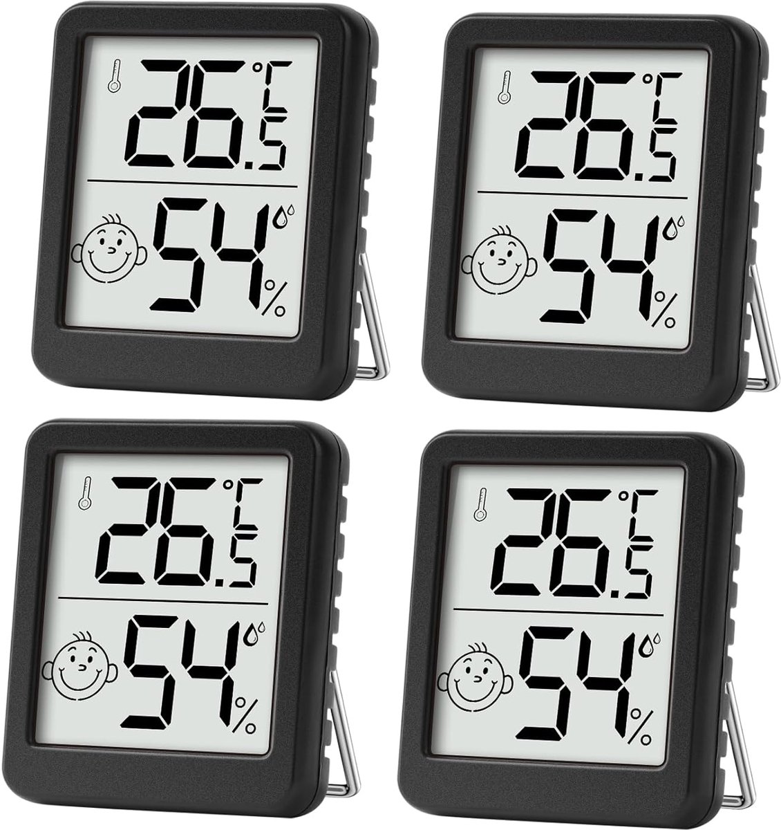 SnelShoppen - Hygrometer & Binnenthermometer - Mini LCD Digitale Thermometer - Temperatuurmonitor & Vochtigheidsmeter voor Thuis, Kantoor, Badkamer, W
