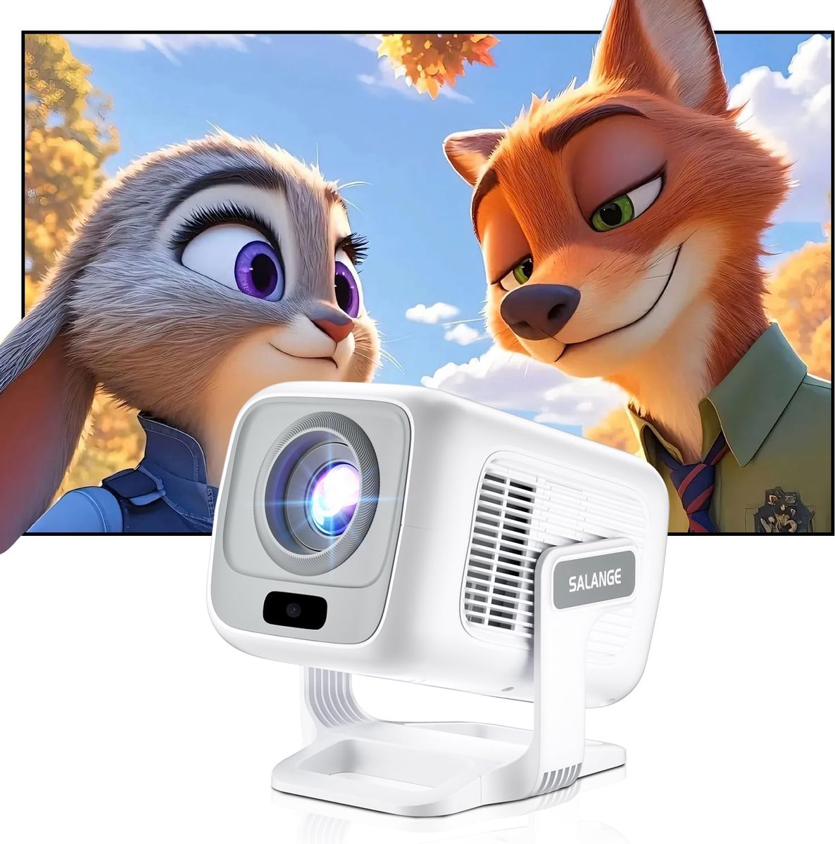 SnelShoppen - Smart Beamer Draagbare Videoprojector 4K FHD 1080P met Wifi 6, BT5.4, Autofocus, Autokeystone, Mini-projector Android 14.0 voor Thuisbio
