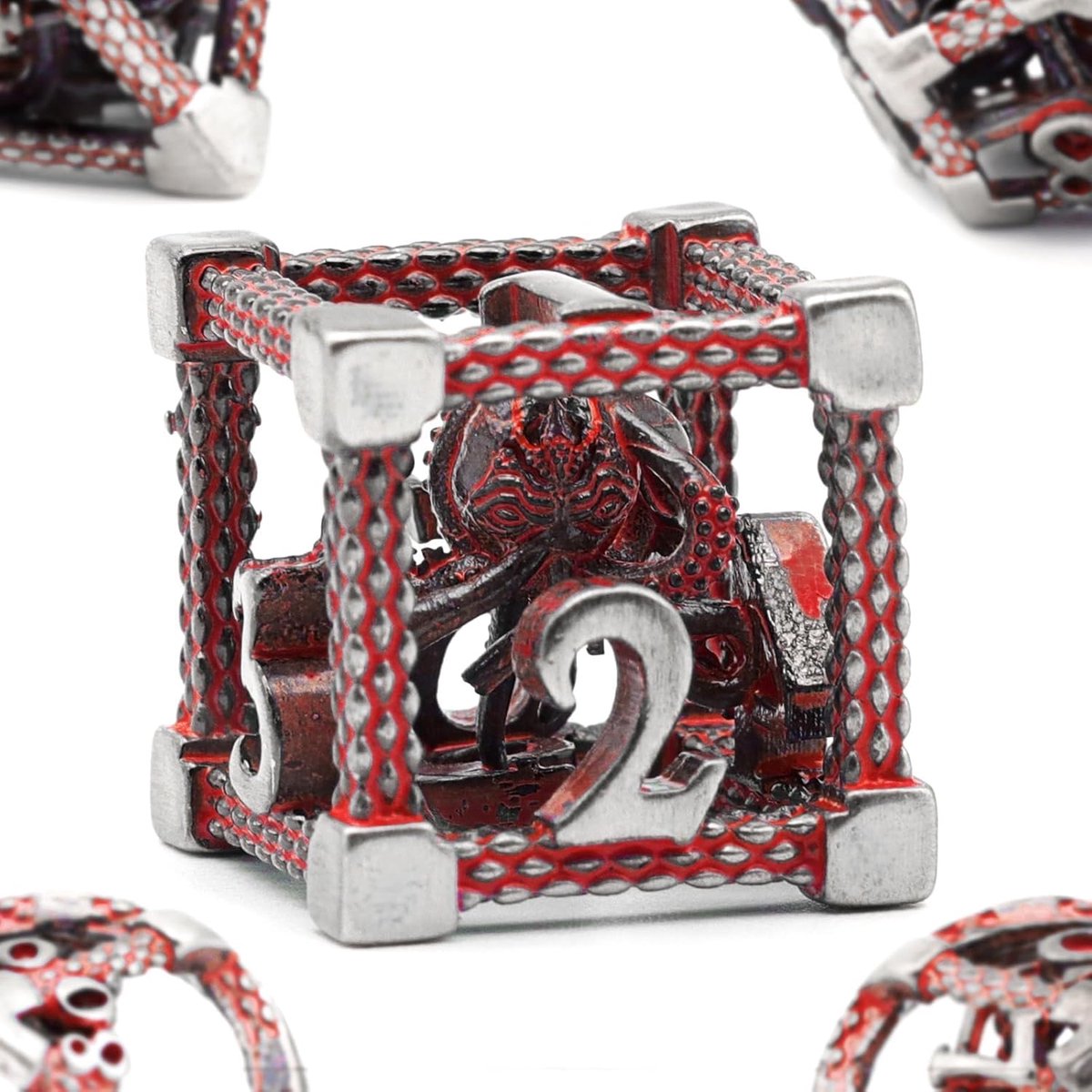 SnelShoppen - DND Dobbelstenen Rollenspel Set - 7 Stuks Polyhedral Metaal Cthulhu Dobbelstenen - Z-Blood Red - Perfect voor Dungeons and Dragons en Bo