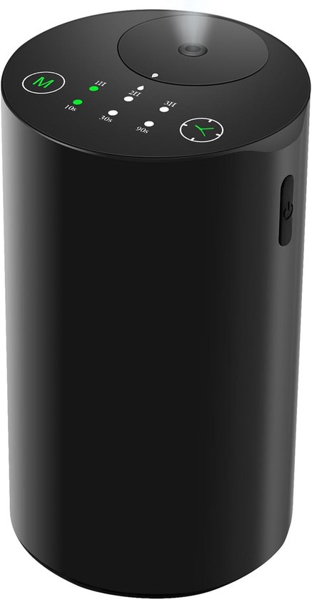 Thijox - Waterloze Etherische Oliën Diffuser Draadloos met Timer en 3 Nevelstanden - Ideaal voor Slaapkamer, Kantoor, Auto - Zwarte Aluminiumlegering