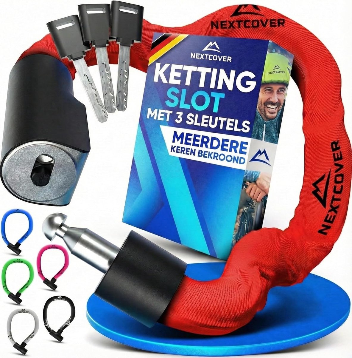 SnelShoppen - Chain Lock Fietsslot met Sleutels - [SAFESECURE] Zware Anti-diefstal Beveiliging - Gehard Staal en Weerbestendig - Geschikt voor E-Bike,