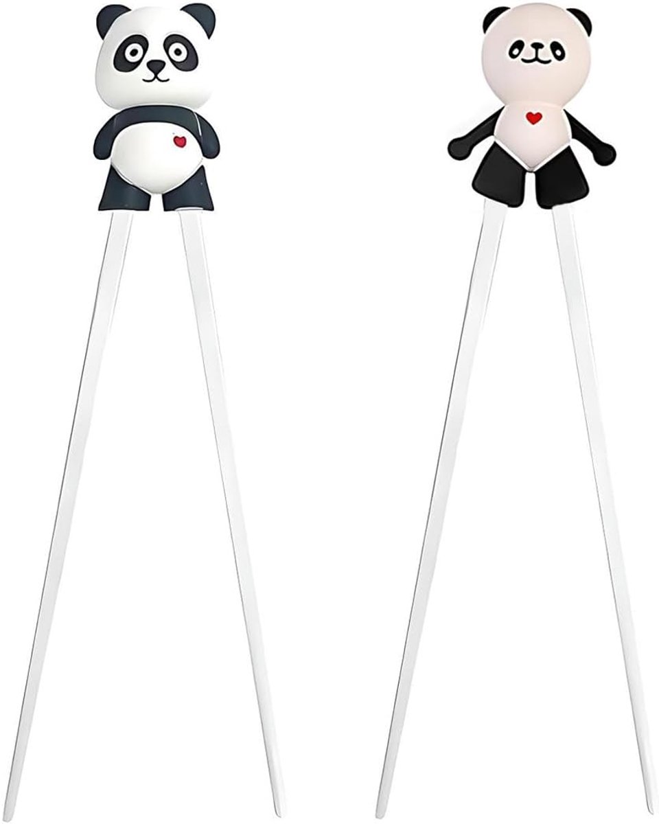SnelShoppen - 2 paar Panda Eetstokjes voor Kinderen, Eetstokjes Hulp voor Beginners, Afneembare Houder, Leuke Leerset, 22 cm, Ideaal voor Kinderen in