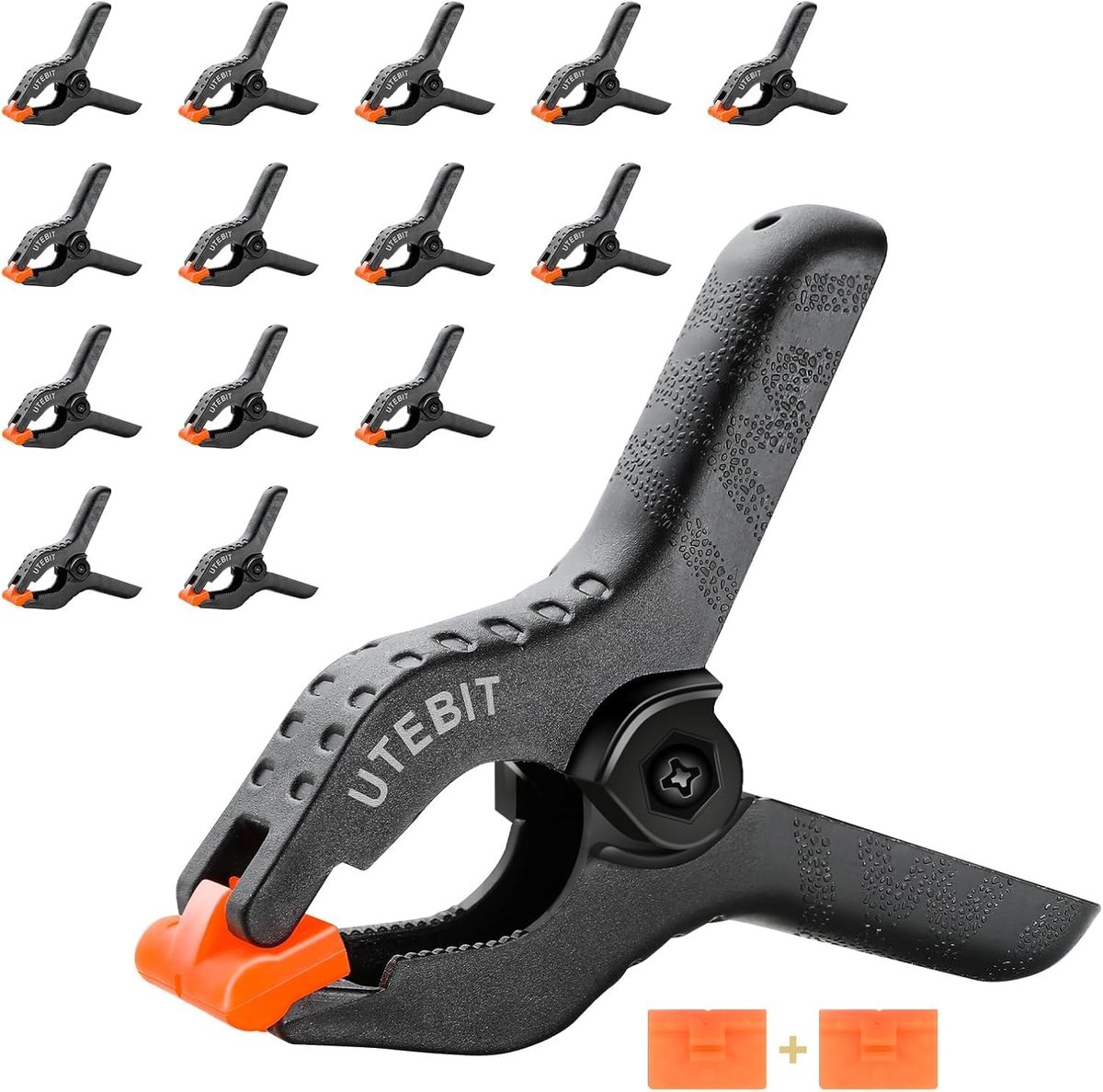 SnelShoppen - Nylon Spring Clips 9 cm - Pack van 15 Robuuste Anti-slip Klemmen met Sterke Klemkracht voor Fotografie, Creatieve Klussen, Zwart