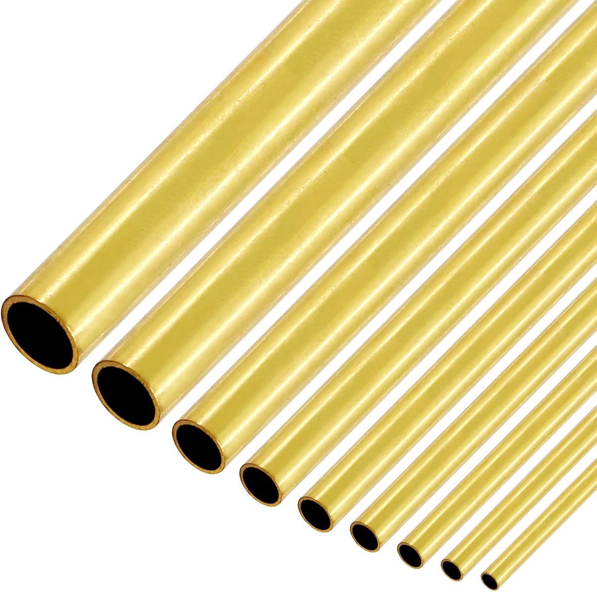 SnelShoppen - 9-delige Messing Buizen Set - 2mm tot 9mm Buiten Diameter - 0.5mm Wanddikte - 300mm Lengte - Naadloze Sterke Buizen voor Doe-Het-Zelf Pr