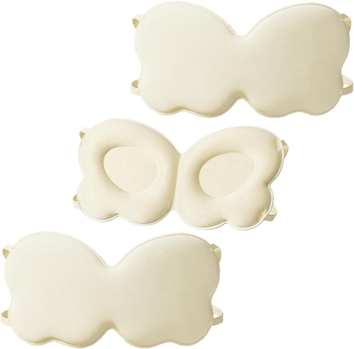 Thijox - 3D Slaapmasker Vlinder - 3 Stuks Ademend Traagschuim Oogafdekking - Beige Comfortabel voor Thuis en Reizen - Zacht en Lichtblokkering