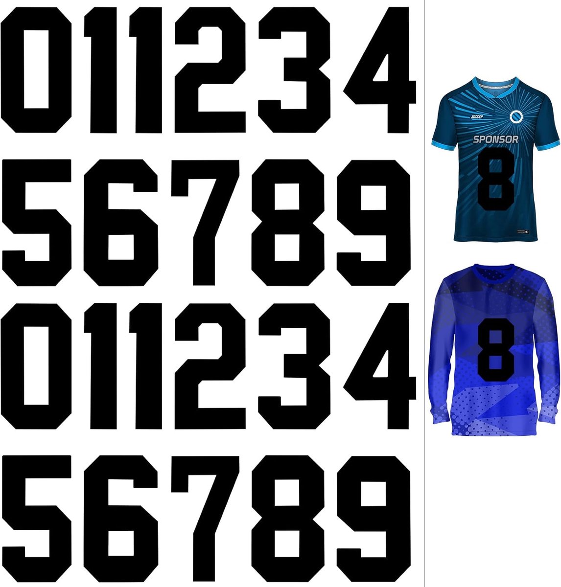 SnelShoppen - 22 Stuks Opstrijkbare Nummers Warmteoverdracht 0-9 - Grote TPU Nummerpatches voor T-shirts, Sportteam Uniformen, Voetbal, Basketbal, Hon