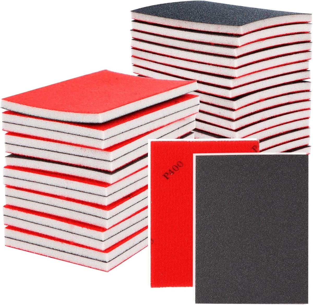 SnelShoppen - Pack van 30 Schuur Spons, 400/600/800 Korrel, Hand Schuur Blokken, Wasbaar, Herbruikbaar, Voor Schuren, Polijsten, Metaal, Hout, Staal,