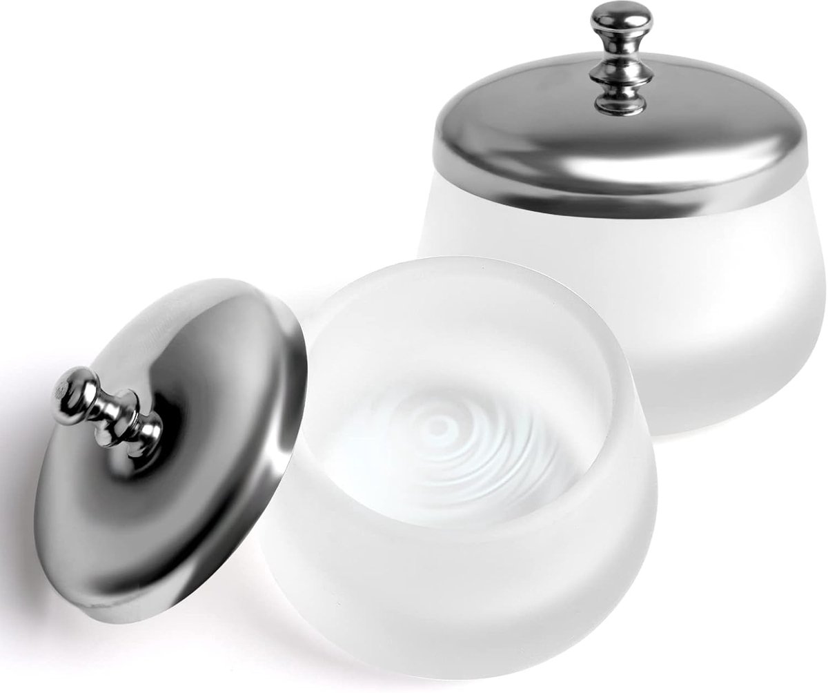 SnelShoppen - 2Pcs Matte Nail Art Dappen Dish Set met Deksel - Glas Acryl Poeder Bakjes met RVS Deksel - Nail Art Accessoires voor Professioneel Gebru