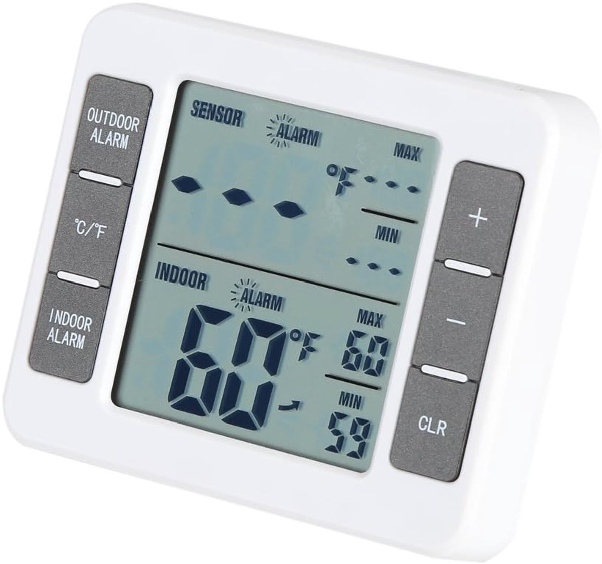 SnelShoppen - Draadloze Digitale Koelkast Thermometer met Groot LCD Scherm, Alarmfunctie, Temperatuurregistratie voor Binnen en Buiten, Ideaal voor Ke