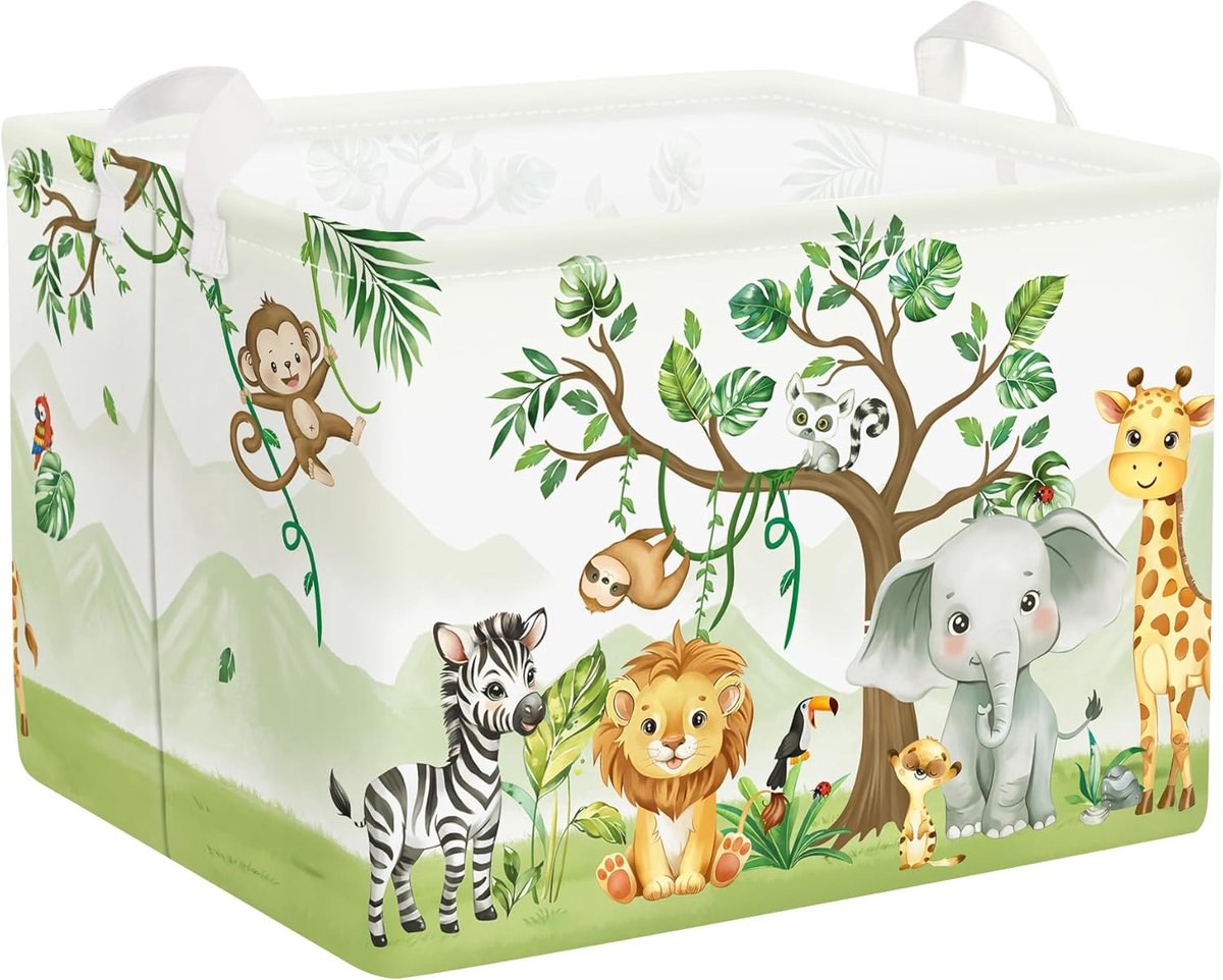 SnelShoppen - Schattige wasmand 36L met olifant design, waterdicht polyester, opbergmand voor kleding en speelgoed, ideaal voor kinderen, studenten en