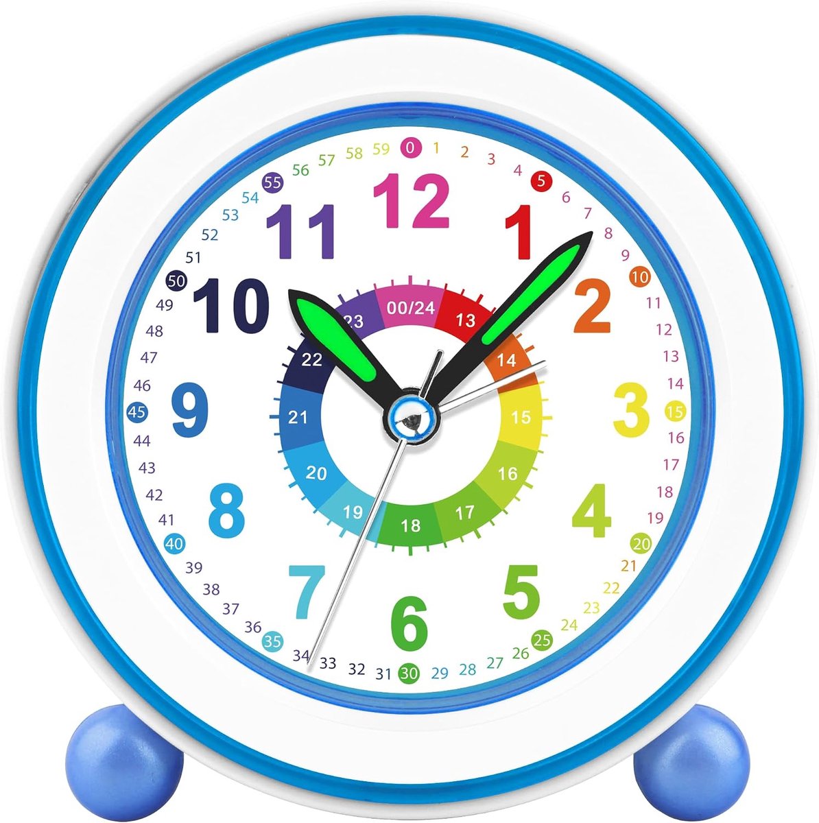 SnelShoppen - Kinderen Analoge Wecker met Nachtlampje, Stil Geen Tikkende Geluid, Snooze Functie, 12/24 Uur, Batterij Aangedreven, Voor Slaapkamers en