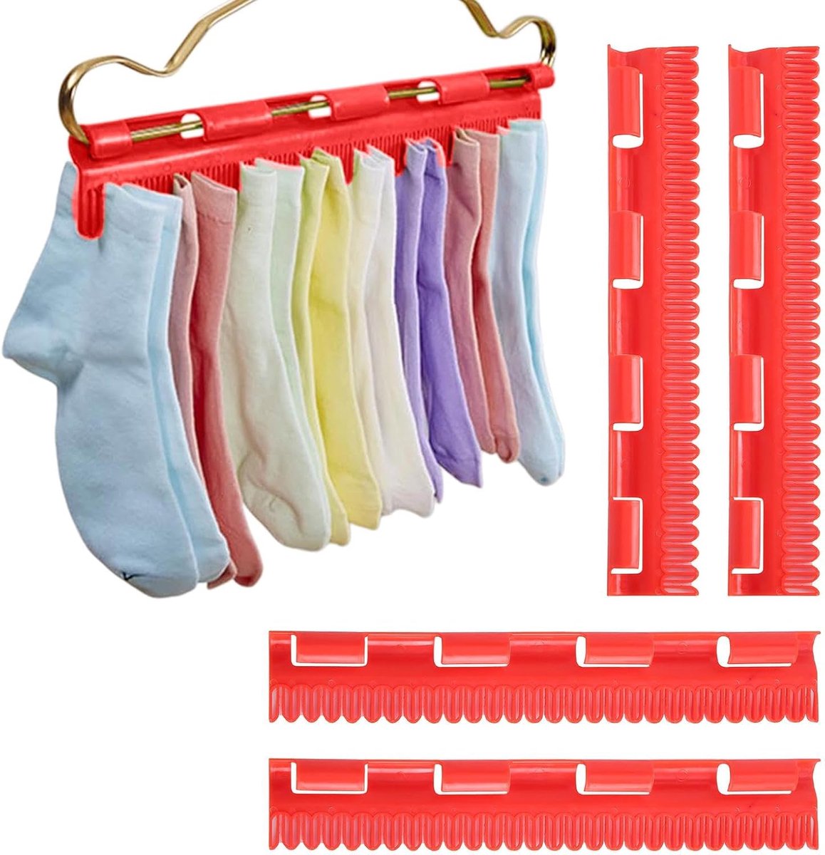 SnelShoppen - Pack van 4 Sokdroger, Wasrek voor Sokken, Winddichte Sokhouder, Plastic Hangers voor Ondergoed en Kleine Kleding, Ideaal voor Badkamer e