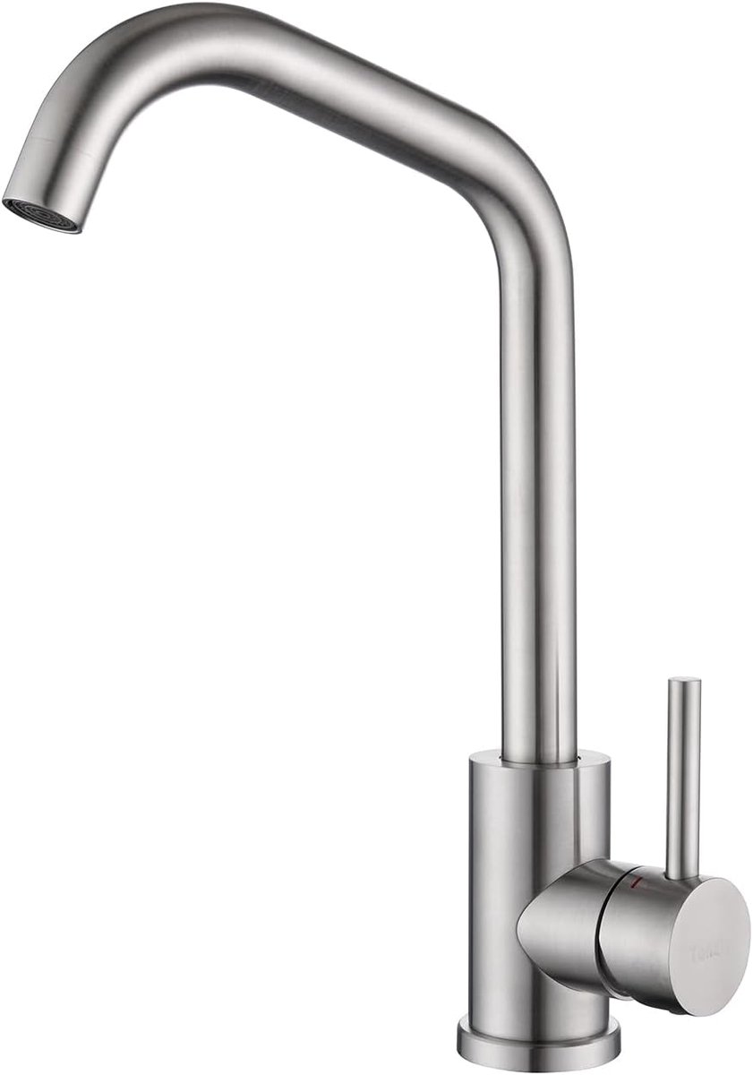 SnelShoppen - Brushed RVS Keukenkraan, Hoge Druk Mengkraan | Warm en Koud Water Tap | Verwijderbare Luchtverdeler | Keramische Cartridge