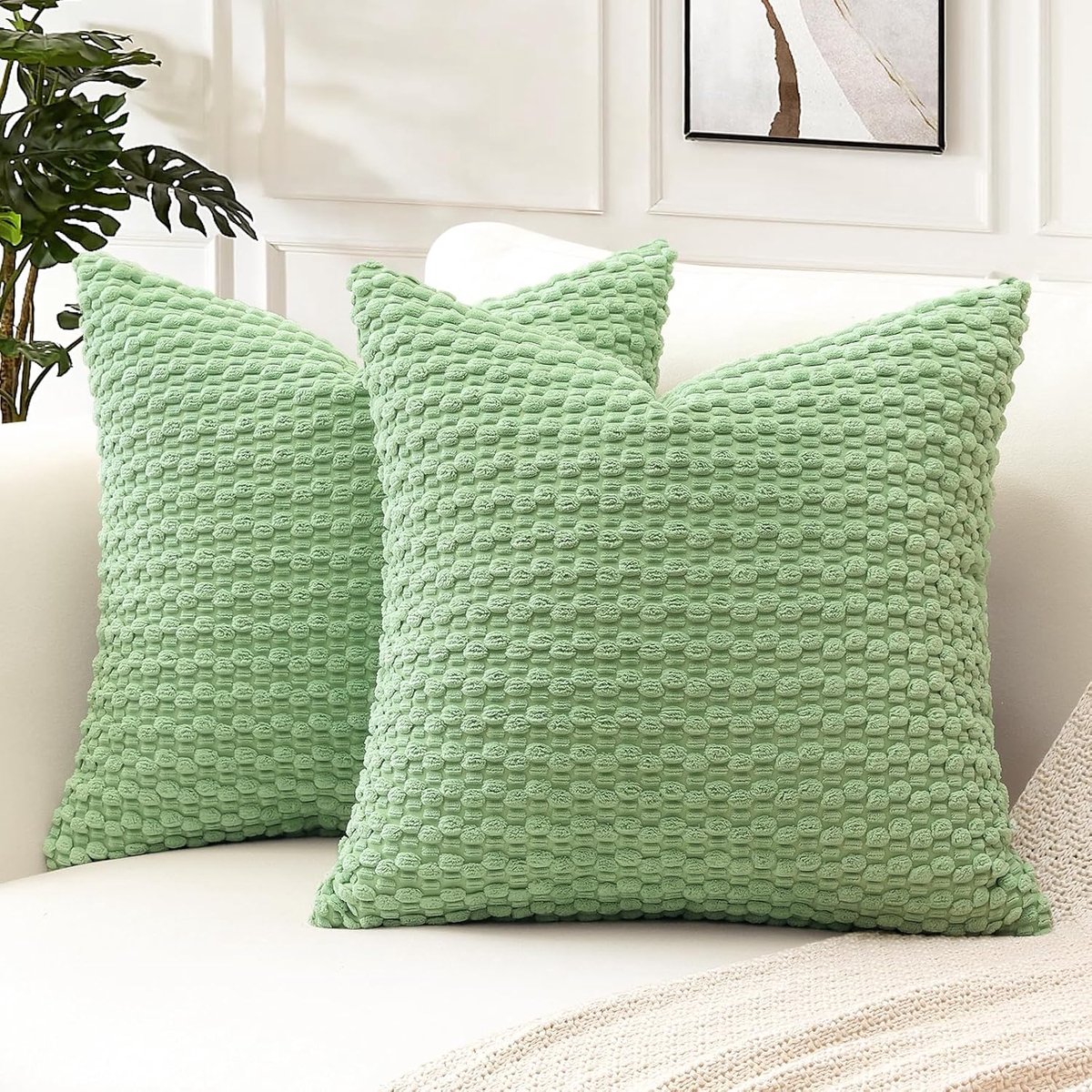 SnelShoppen - Set van 2 Geometrische Corduroy Kussenhoezen 50x50 cm, Zachte Decoratieve Kussens voor Bank, Slaapkamer, Woonkamer, Kantoor - Elegante K