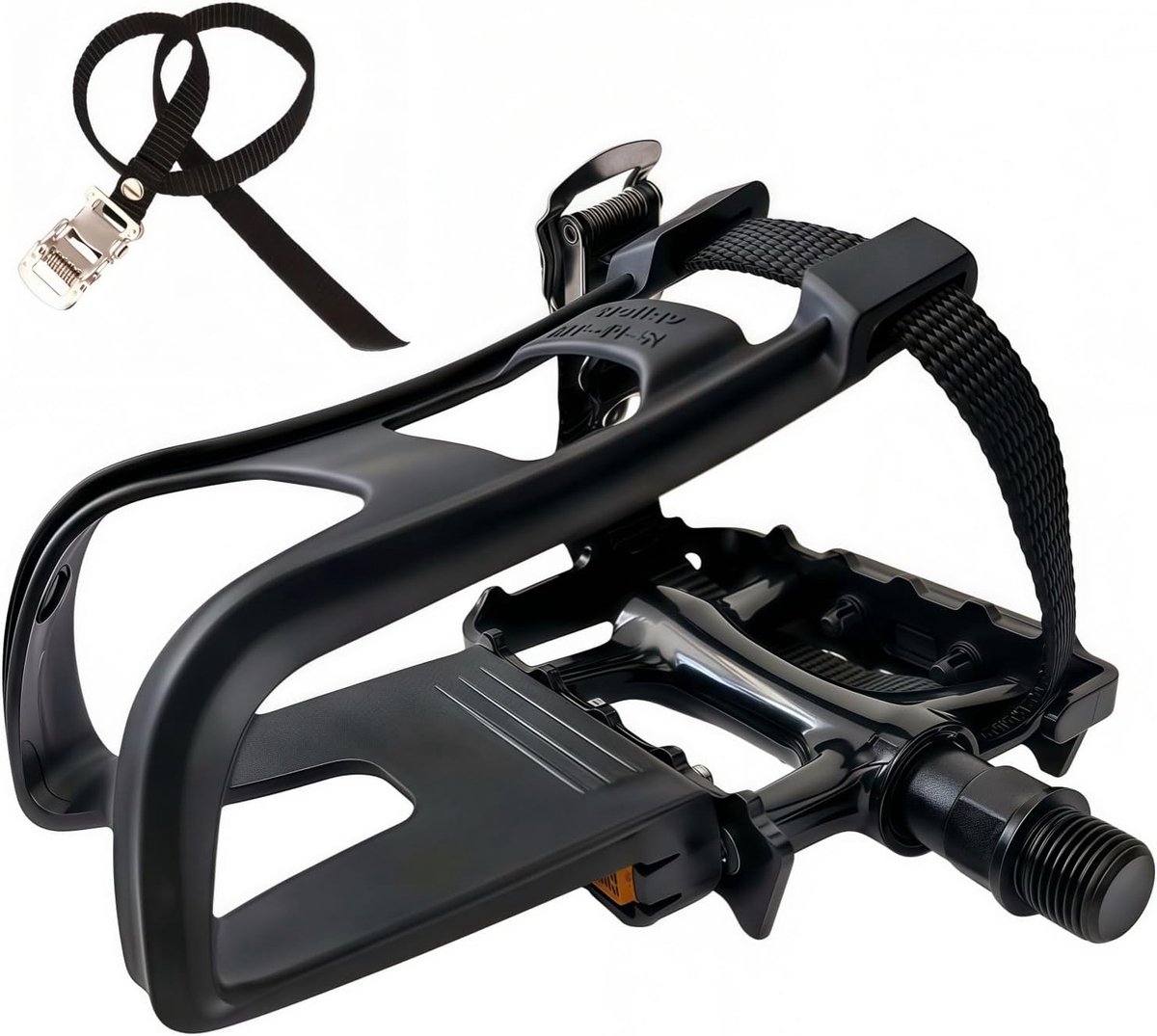SnelShoppen - All-Terrain Fietspedalen met Teenclips, Verstelbare Voetlussen, Hybride Hars/Legering, 9/16 inch Spindel, Voor Indoor/Outdoor, Spinning,