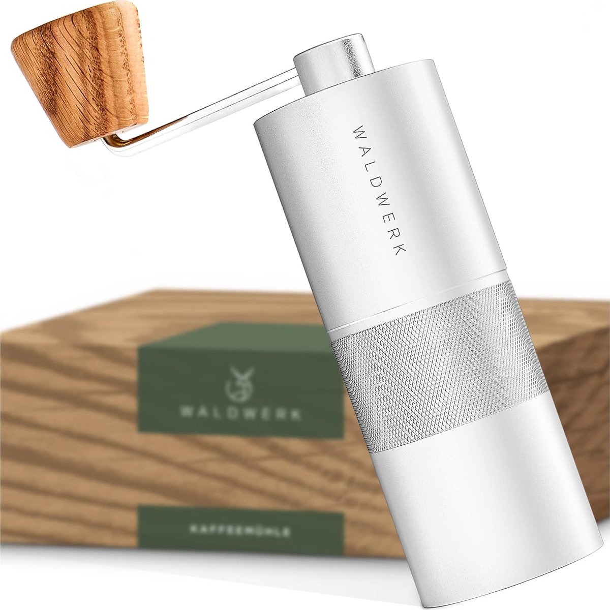 SnelShoppen - Manuele Koffiemolen met Roestvrijstalen Kegelmaalwerk - Duurzame Coffee Grinder met Houten Handgreep - Perfect voor Keuken en Koffielief